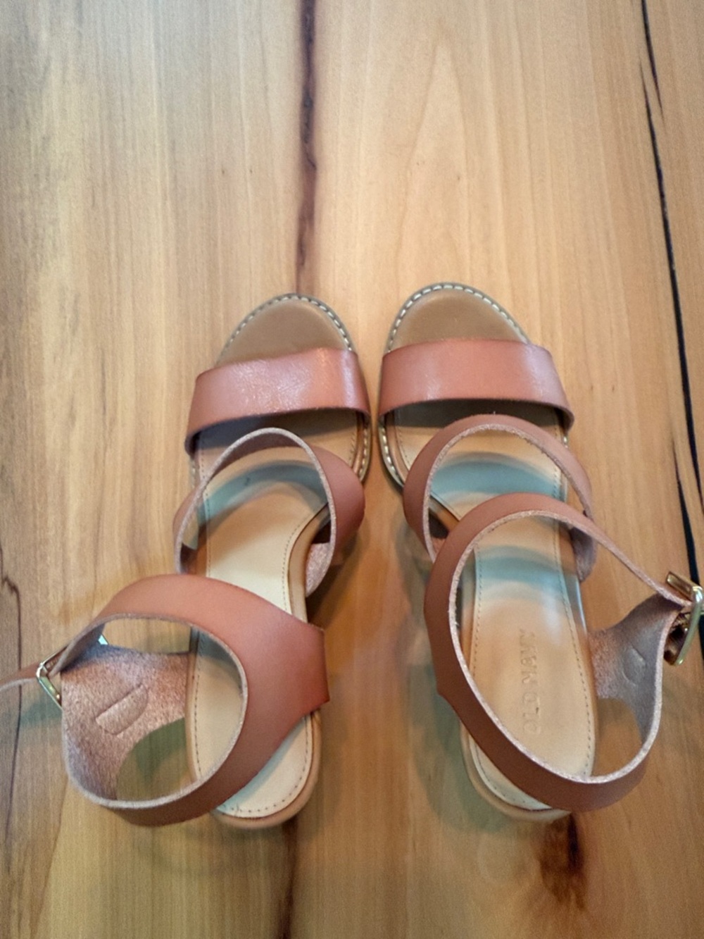 Old Navy Tan Brown Strappy Block Heel Sandals